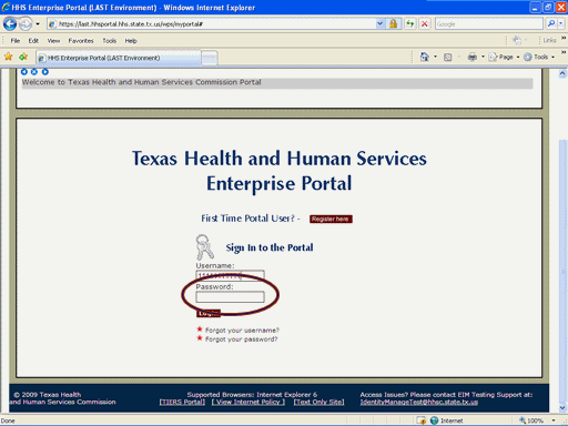 Screenshot of Enterprise Portal Logon page